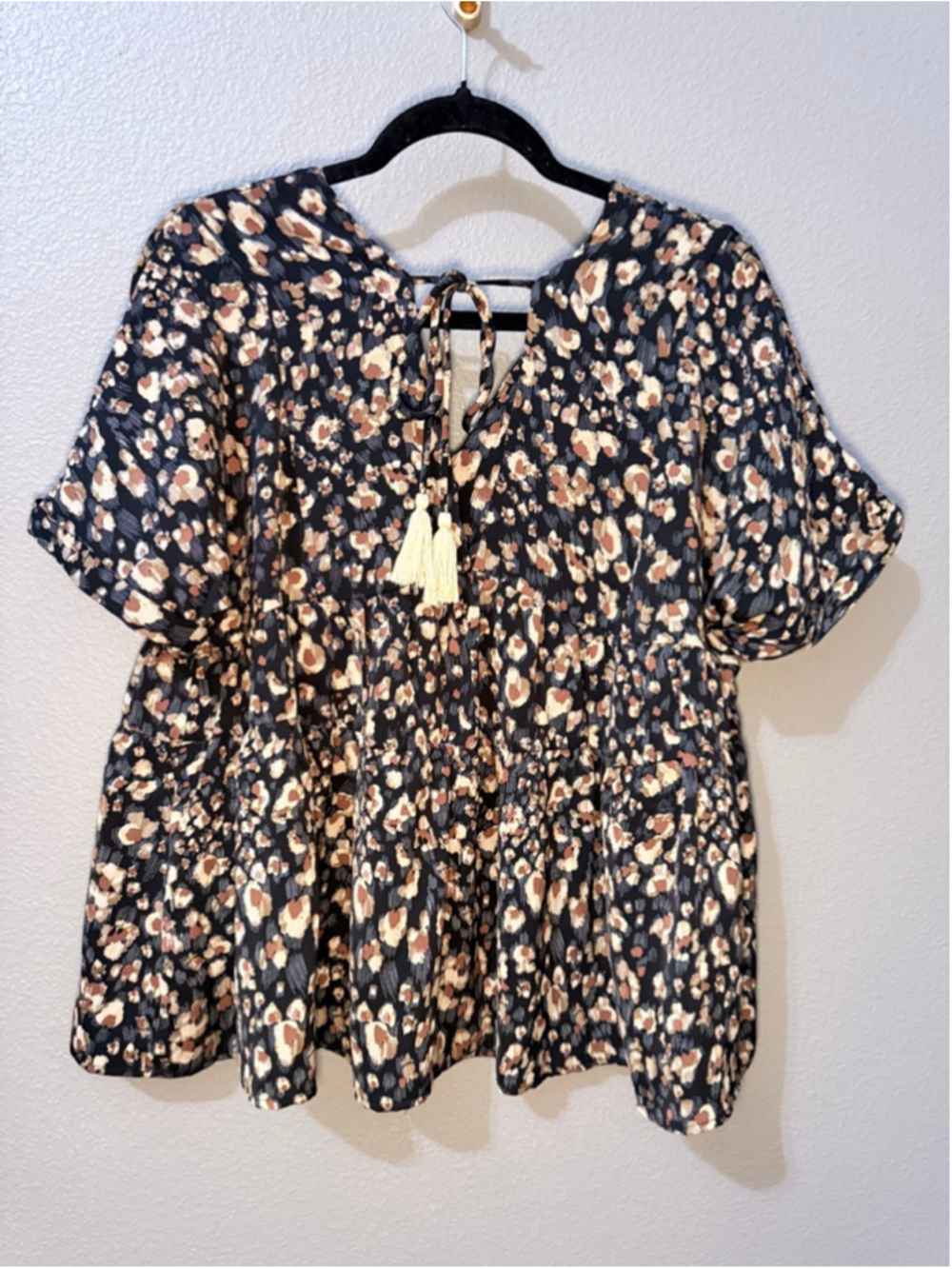 Women's Entro Leopard Print Boho Top M - Picture 7 of 10